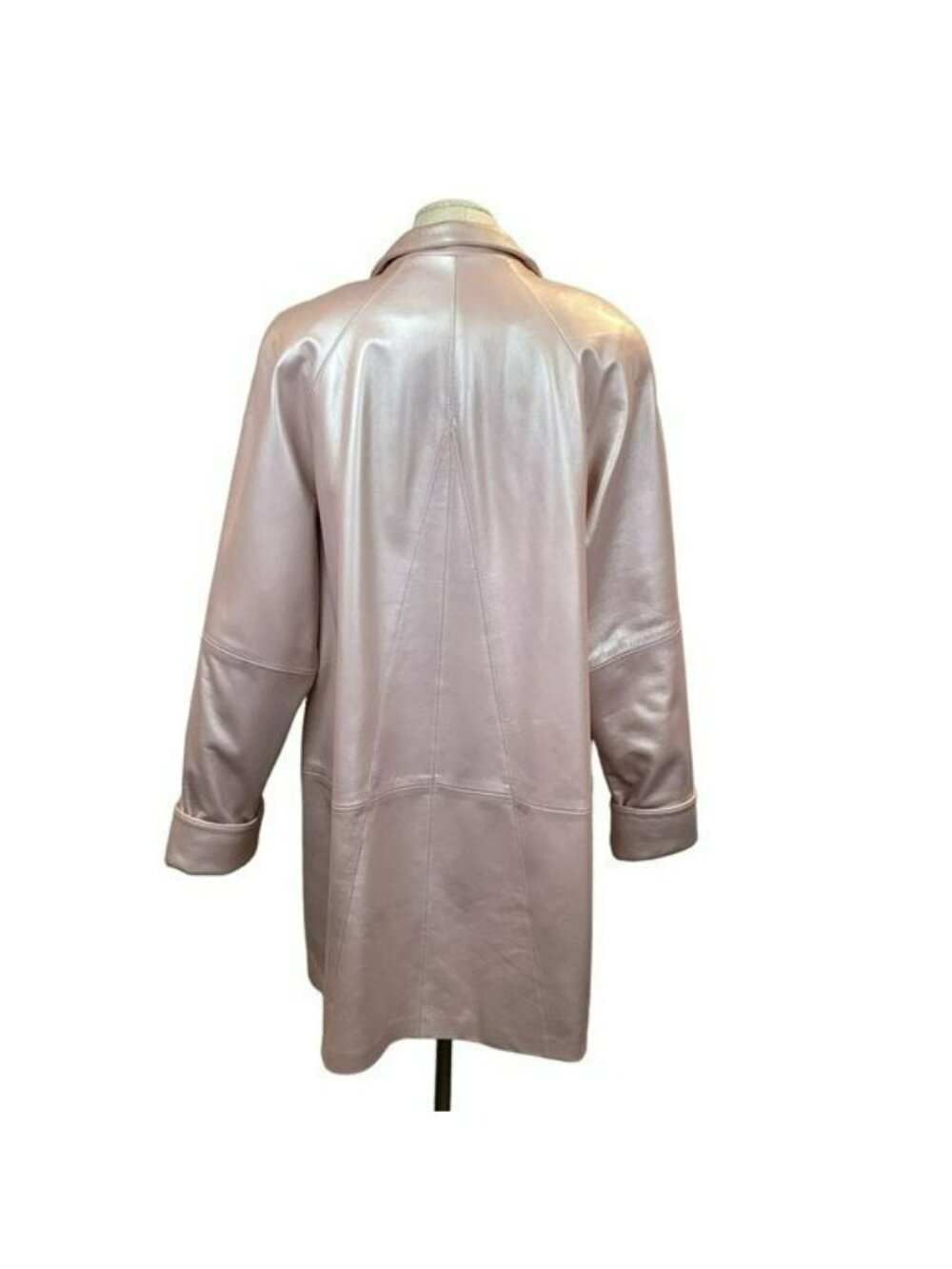 Dero By Rocco DAmelio Womens Pink Leather Coat Medium Button Front Made In USA - Picture 4 of 16